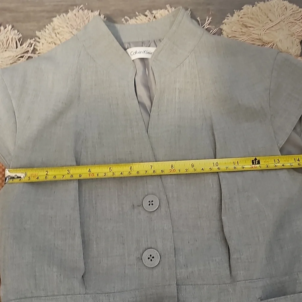Calvin Klein Claassic Dress, Cap Sleeve, Belted, Gray. Women's, Size 4P - Picture 11 of 13